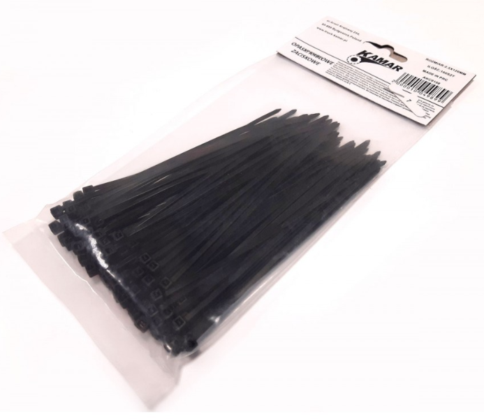 Стеги пластични AKC0047 4.8mm x 30cm 1/100pcs Црна