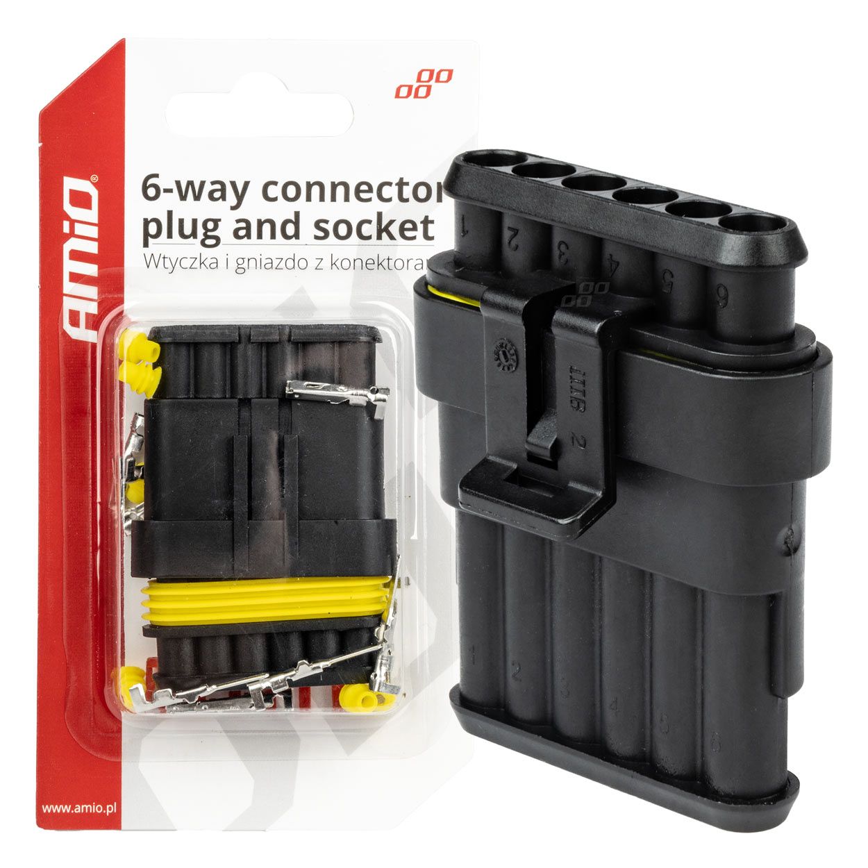 Водоотпорен конектор 6PIN сет AMIO-03522