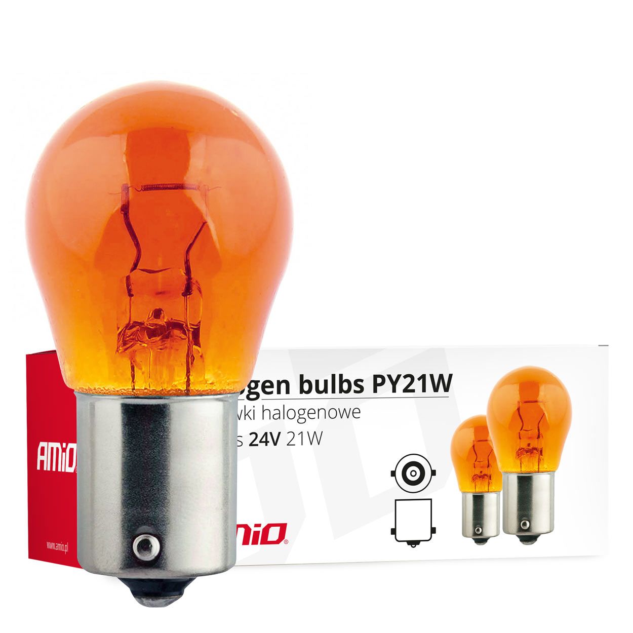 Сијалица PY21W BA15S 24v AMBER AMIO-01005