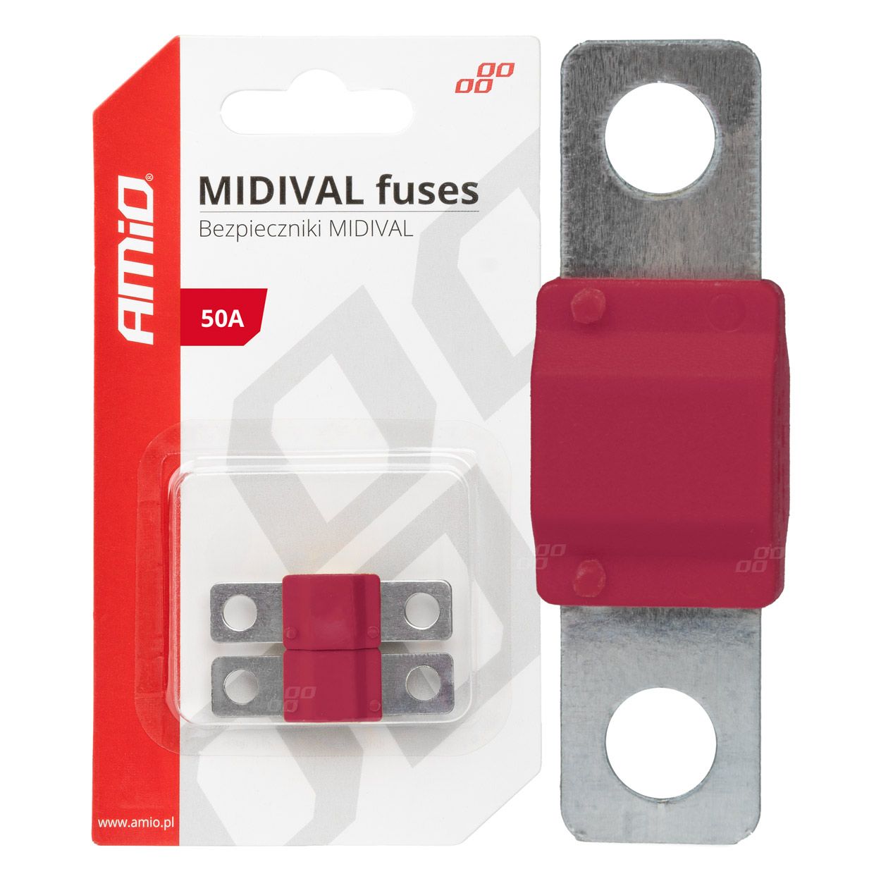 Осигурач MIDIVAL 50A 2pcs blister AMIO-03475