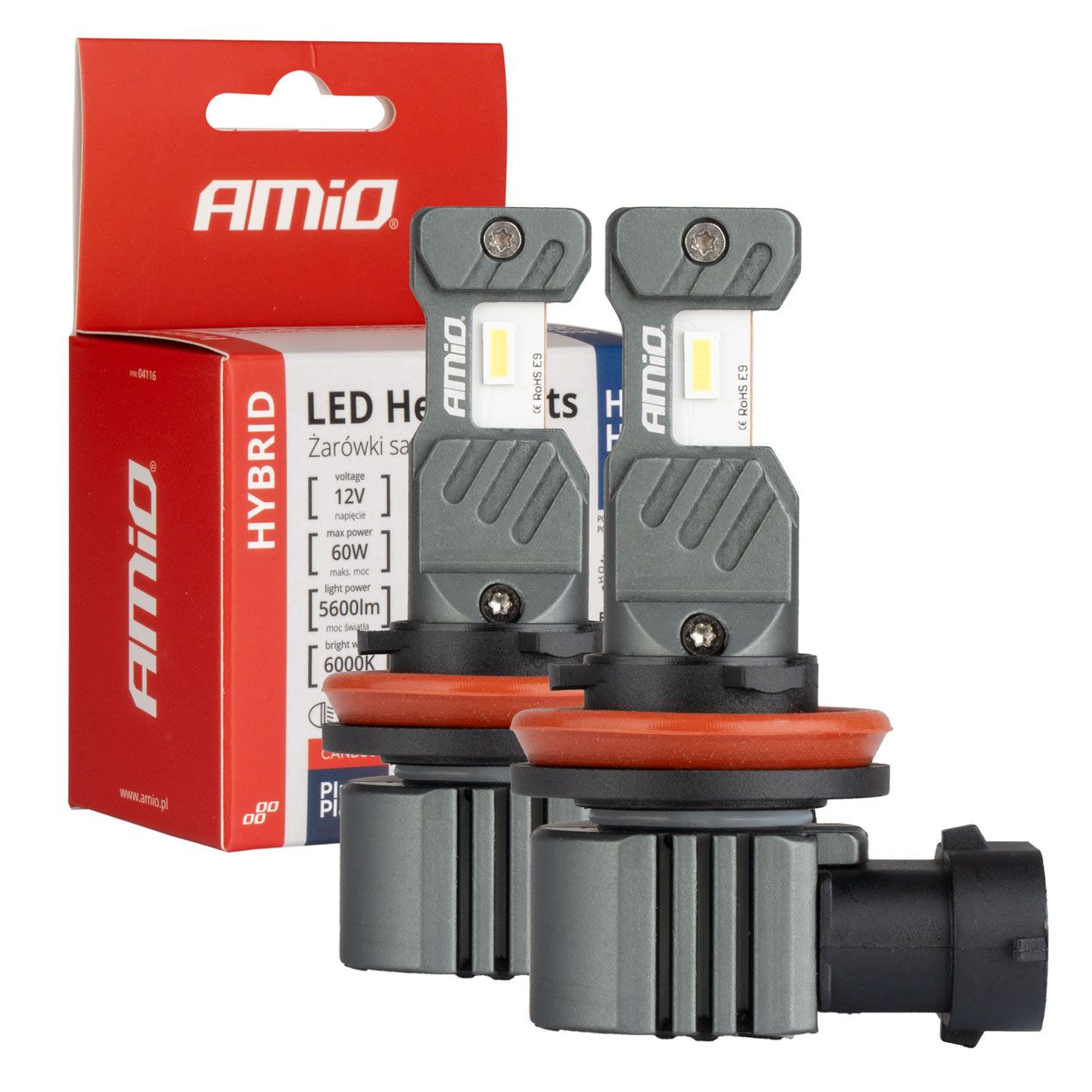 Сијалица LED сет AMIO-04116 12v H8/H9/H11/H16 60w HYBRID series Plug and Play CanBus