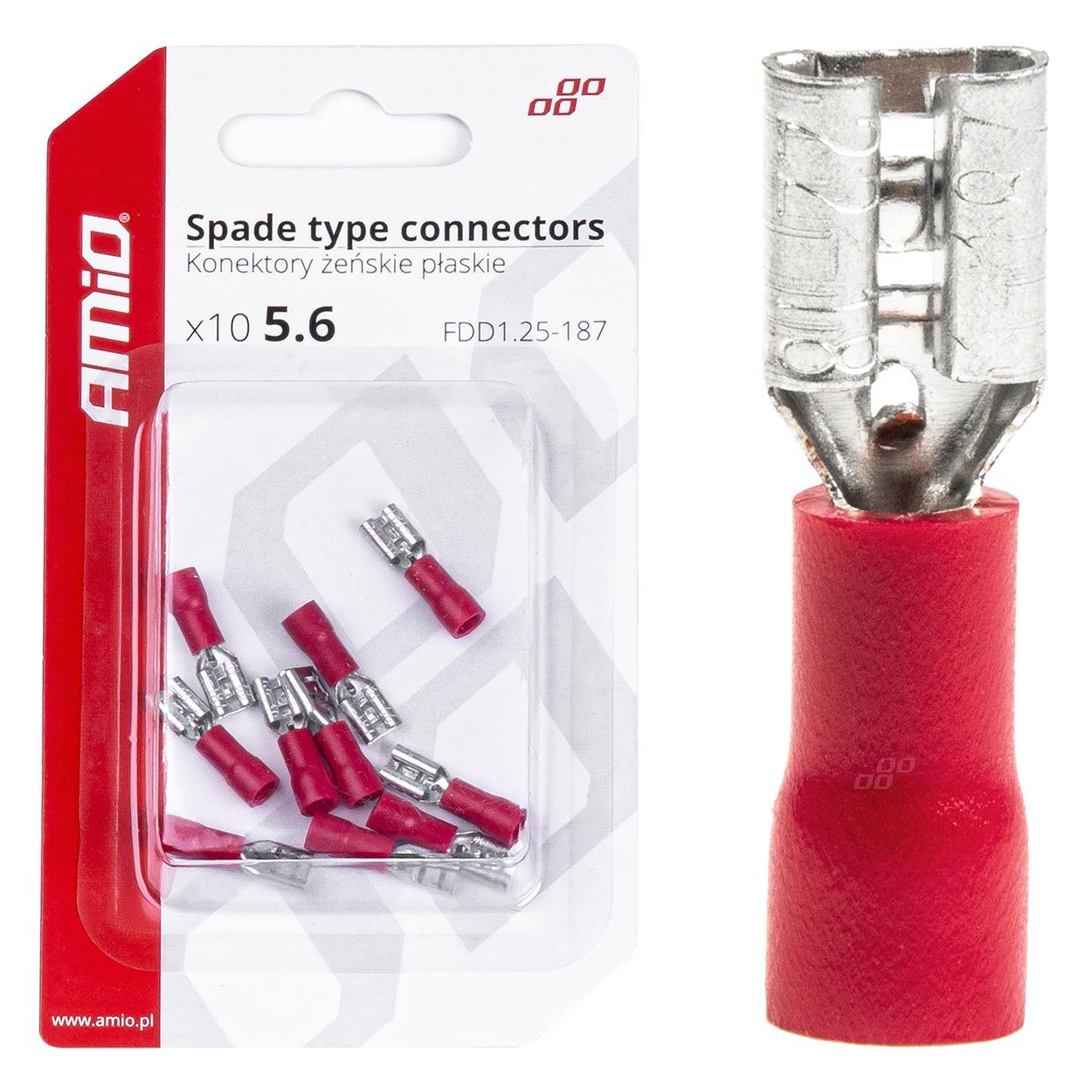 Женски конектор 5.6mm 0.5-1.5mm2 10A 10pcs AMIO-03061