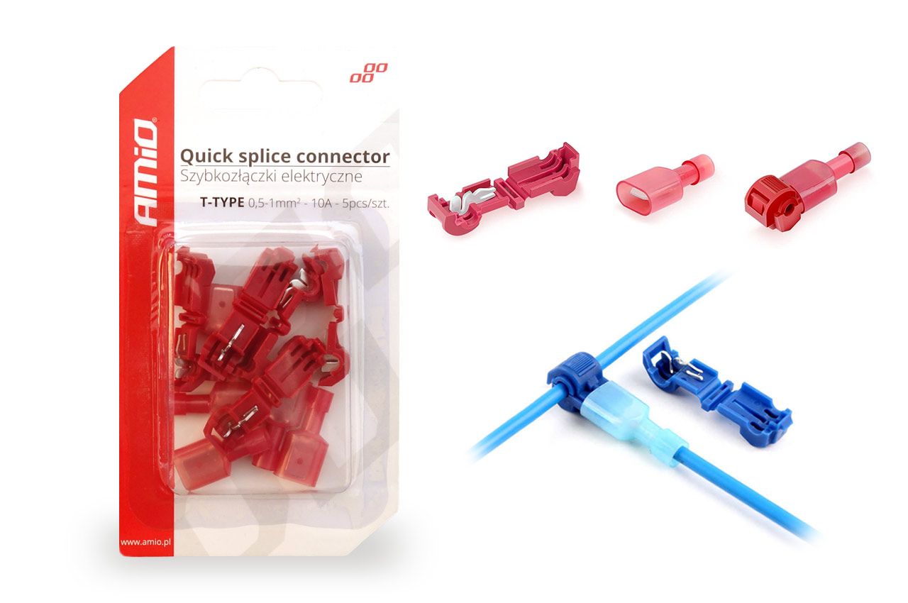 Брз конектор сет 10A T-type 0,5-1mm2 5pcs AMIO-02343