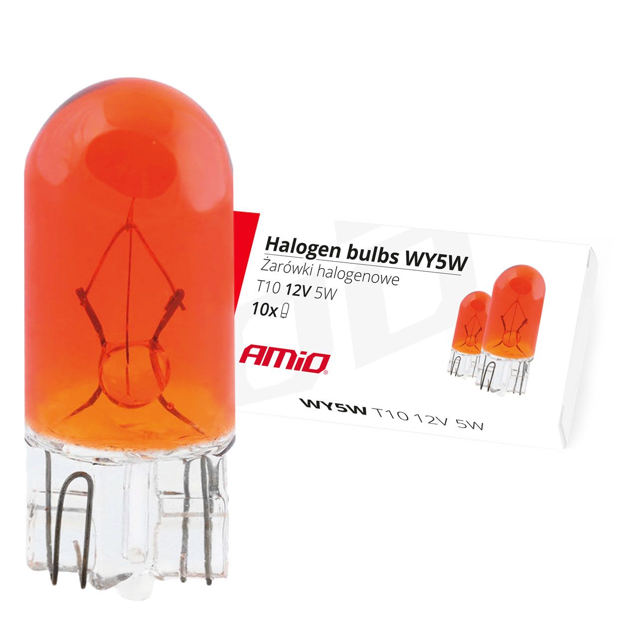 Сијалица T10 WY5W W2.1x9.5D 12V AMBER 10pcs AMIO-01481 1/10