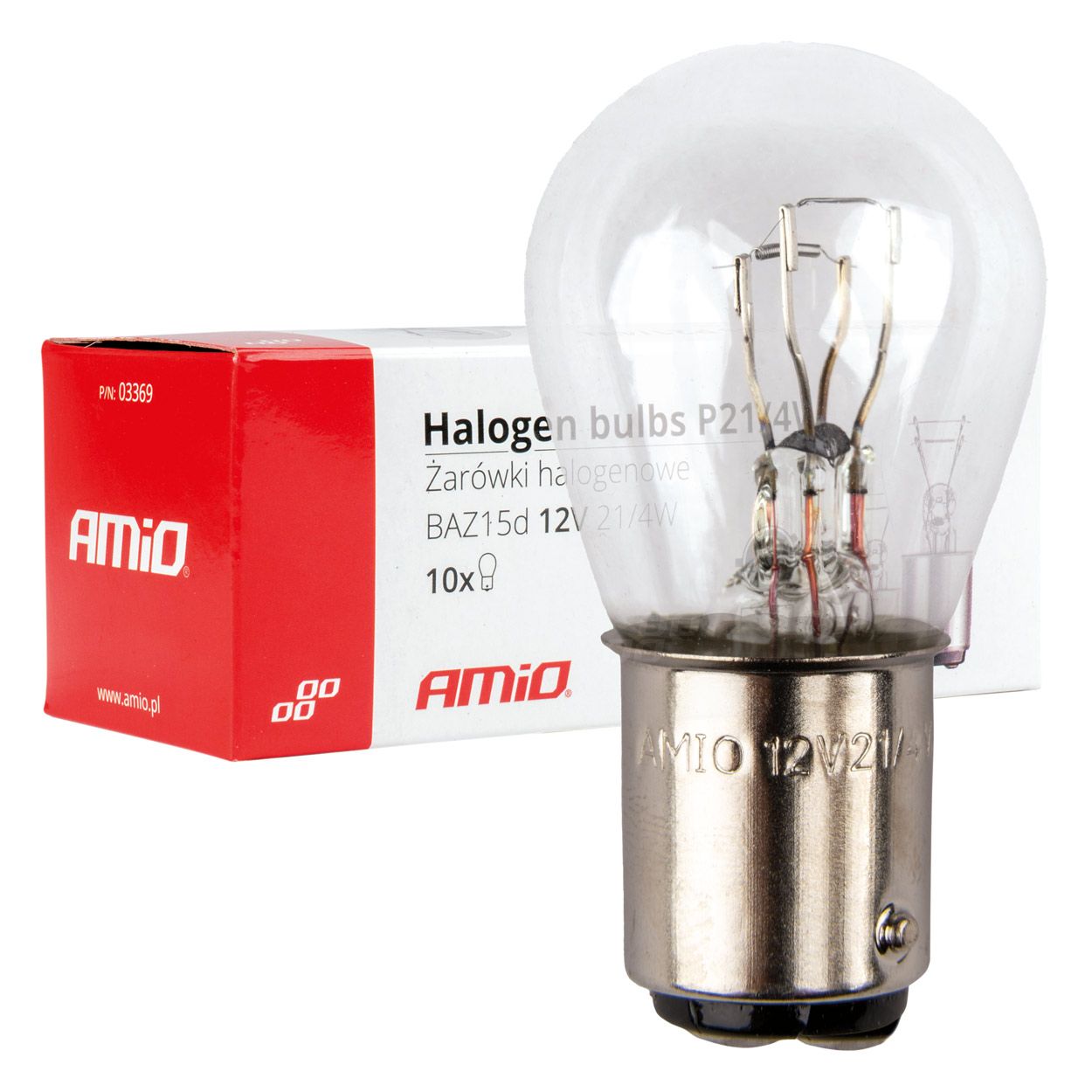 Сијалица AMIO-03369 P21/4W 12V BAZ15D 10pcs Amio
