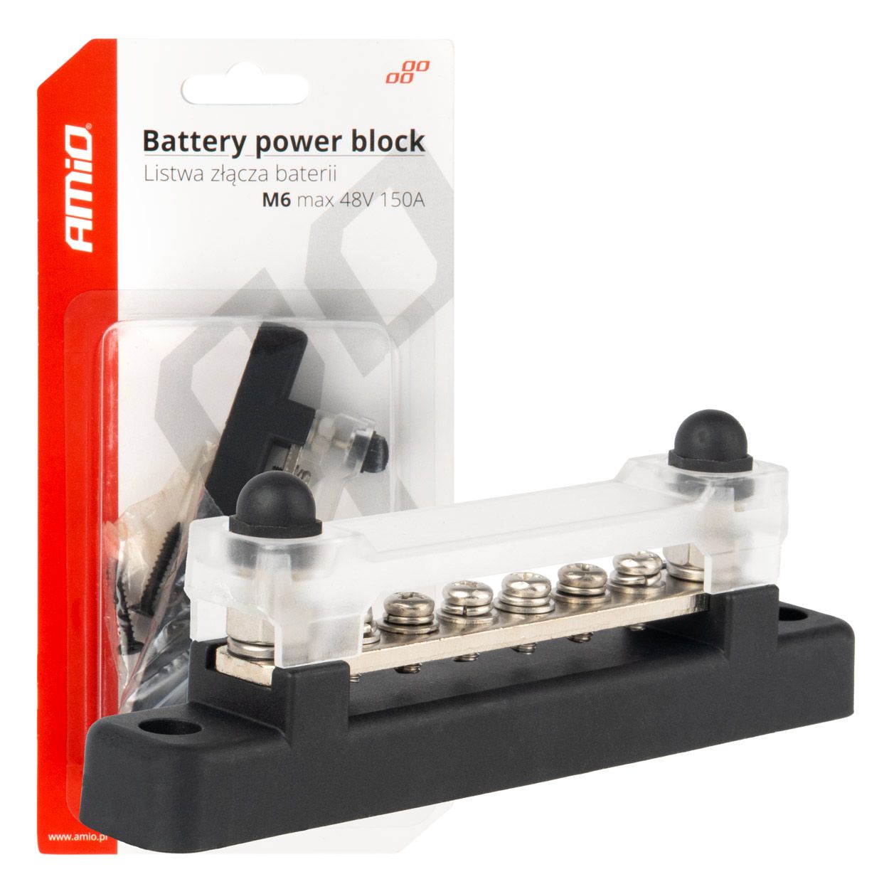 Терминал за струја black M6 6-stud max 48V 150A AMIO-03809