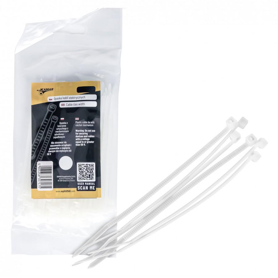 Стеги пластични бели AKC0174W 7,6 x 500 1/100pcs