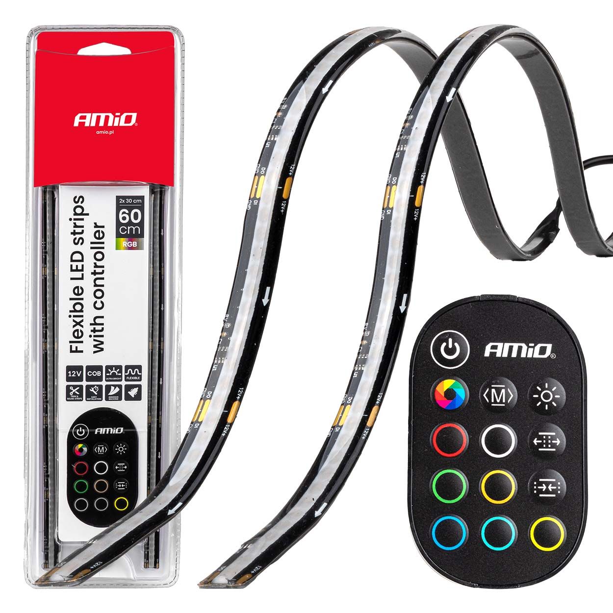 Лента LED 2x30cm 12V AMIO-04579