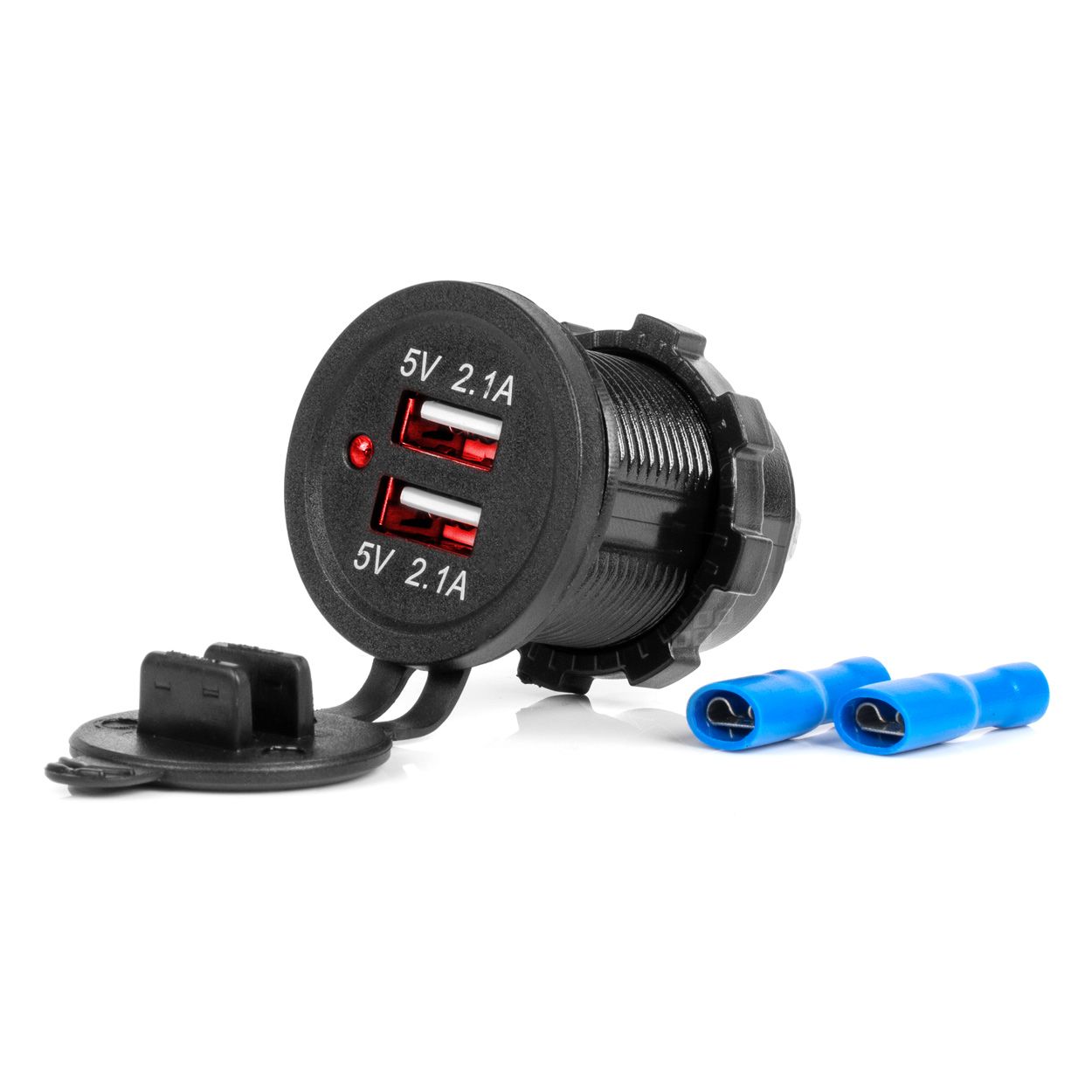Водоотпорен полнач за телефон 2xUSB 12/24V 4.2A AMIO-02854