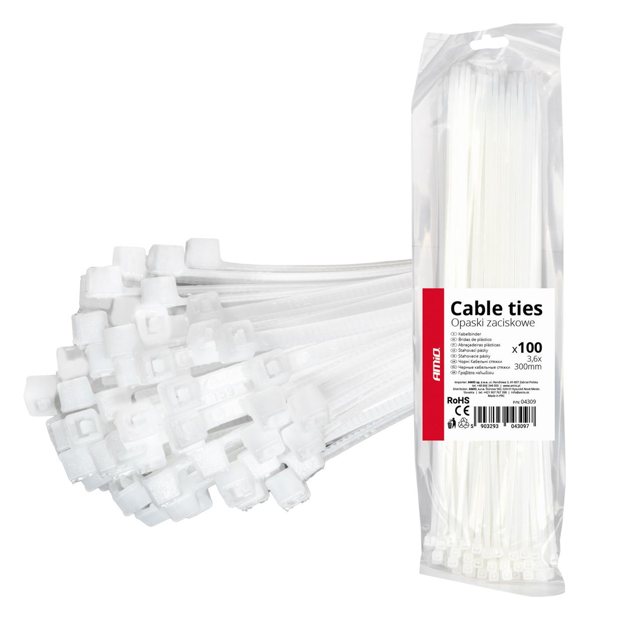 Пластична стега 3,6x300mm 100pcs AMIO-04309