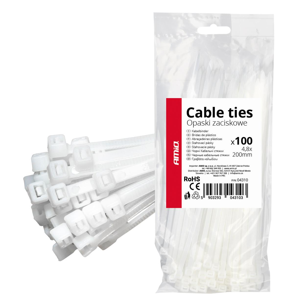 Пластична стега 4,8x200mm 100pcs AMIO-04310