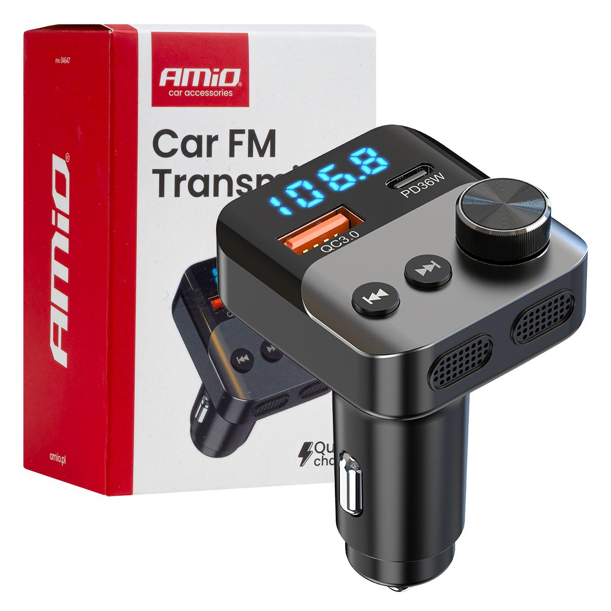 Автомобилски FM предавател USB C AMIO-04647