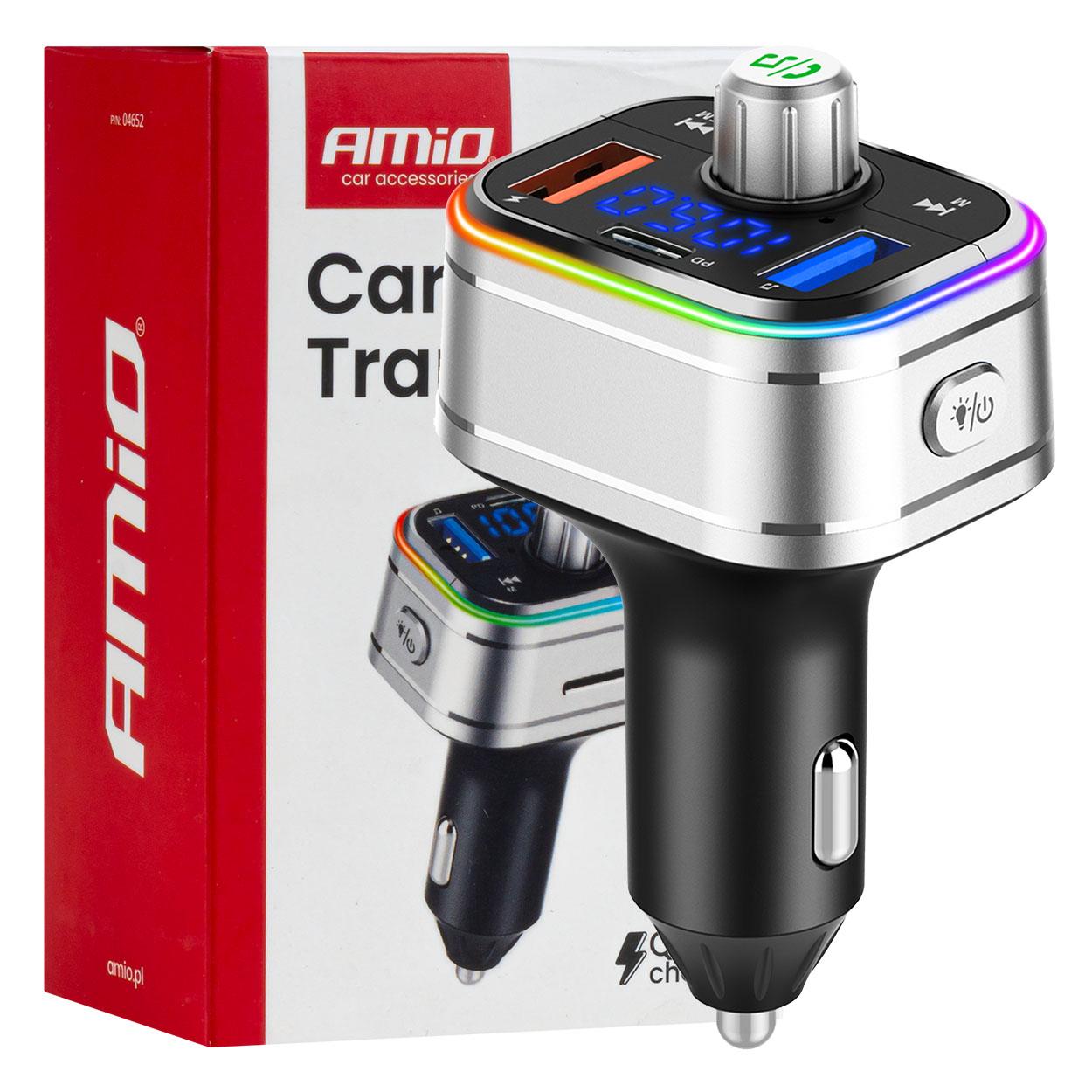 Автомобилски FM предавател 2xUSB A 1xUSB C AMIO-04652