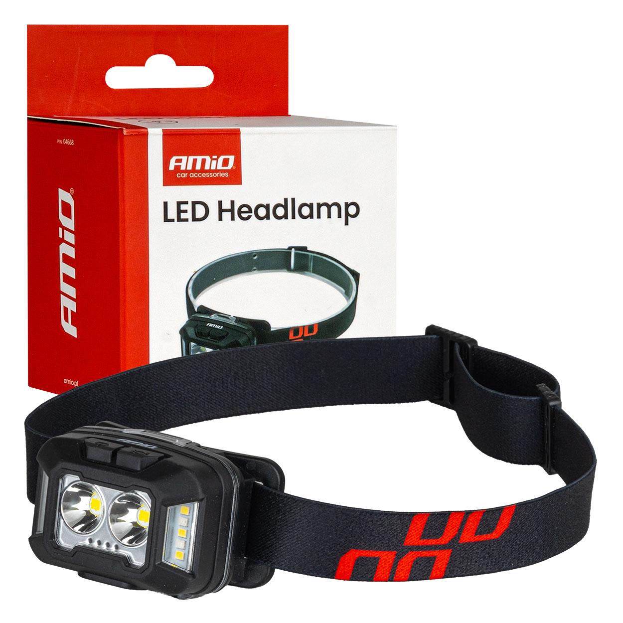 Светилка за на глава 1800mAh 2xXPG+10SMD AMIO-04668