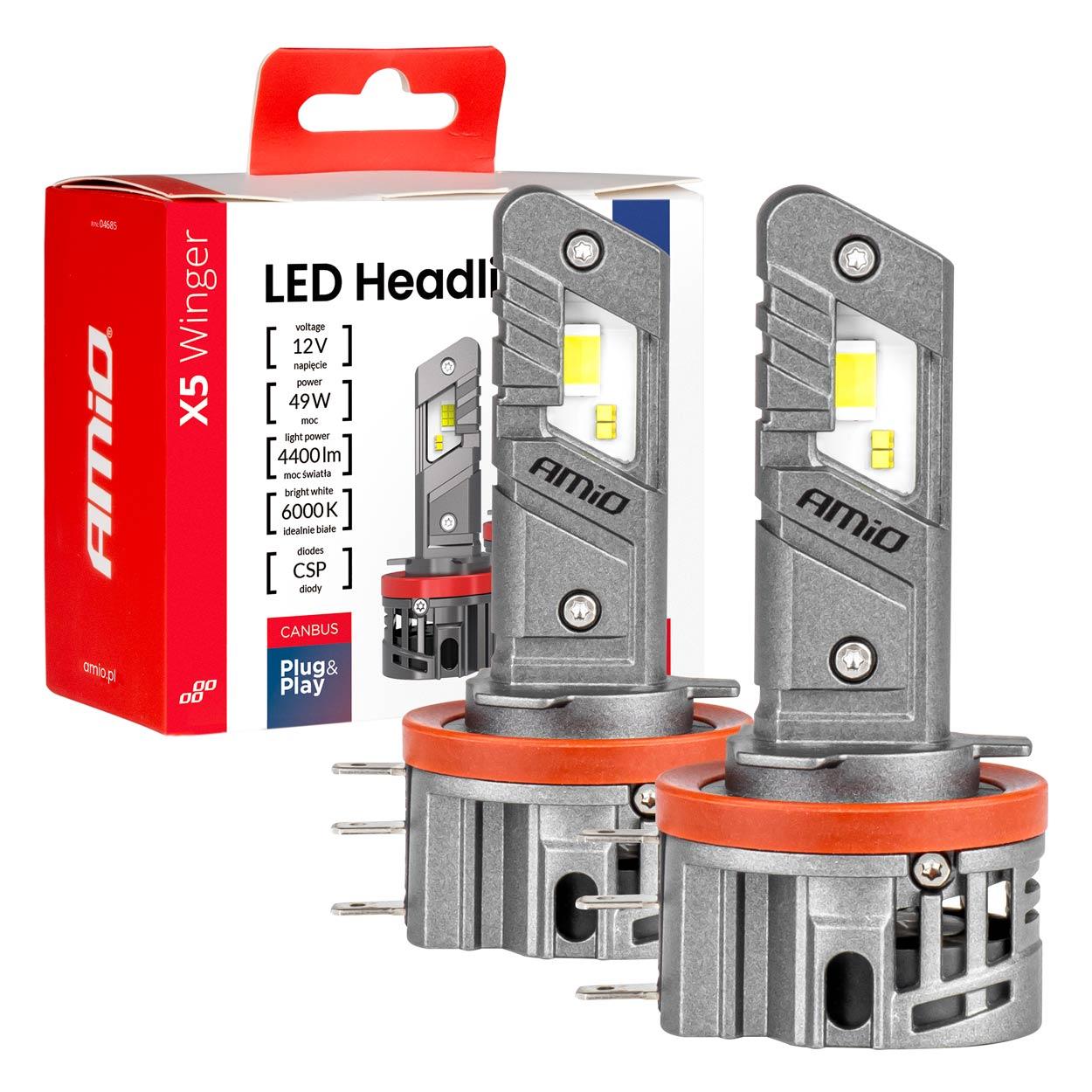 Сијалица LED AMIO-04685 X5-series H15 6000K 44W Amio