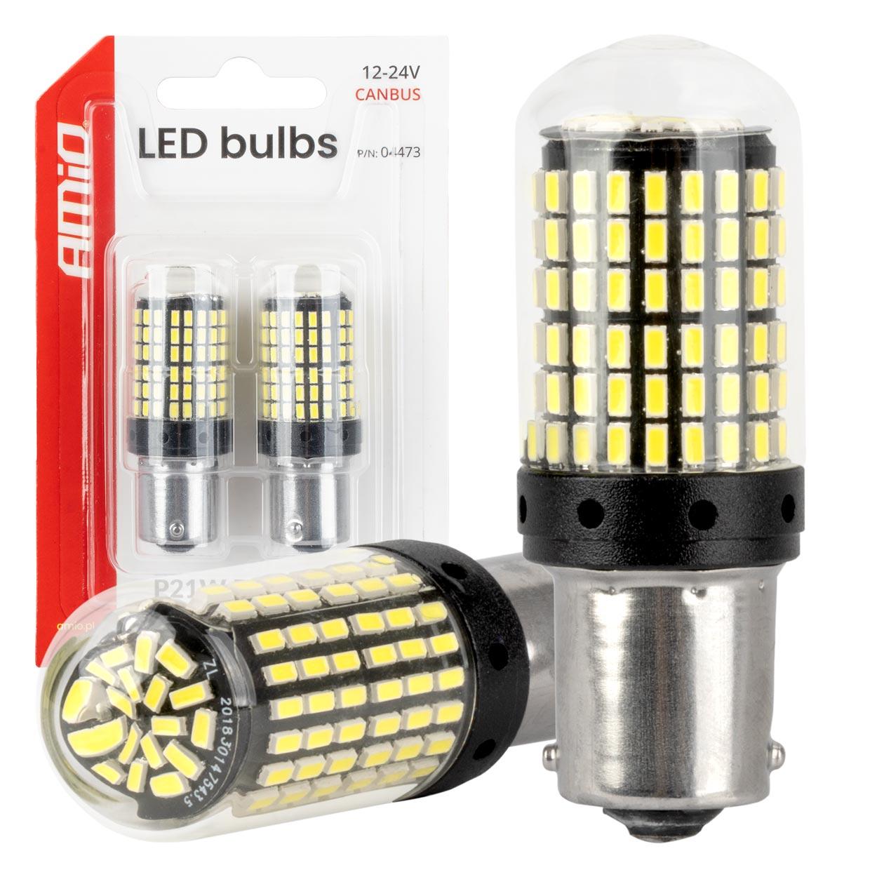 Сијалица LED P21W BA15s R10W E5W 144SMD White 12V/24V AMIO-04473