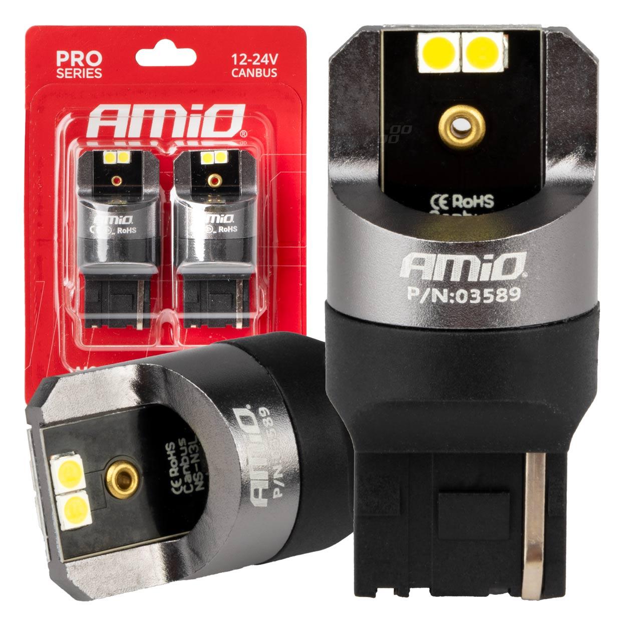 Сијалица LED W21W 4x3030SMD White 12V/24V AMIO-03589