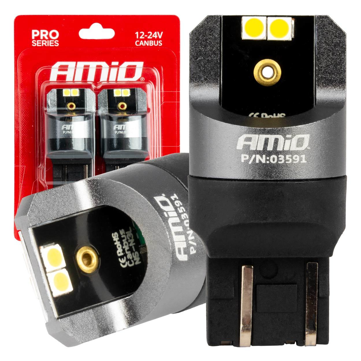 Сијалица LED W21W 7443 4x3030SMD White 12V/24V AMIO-03591