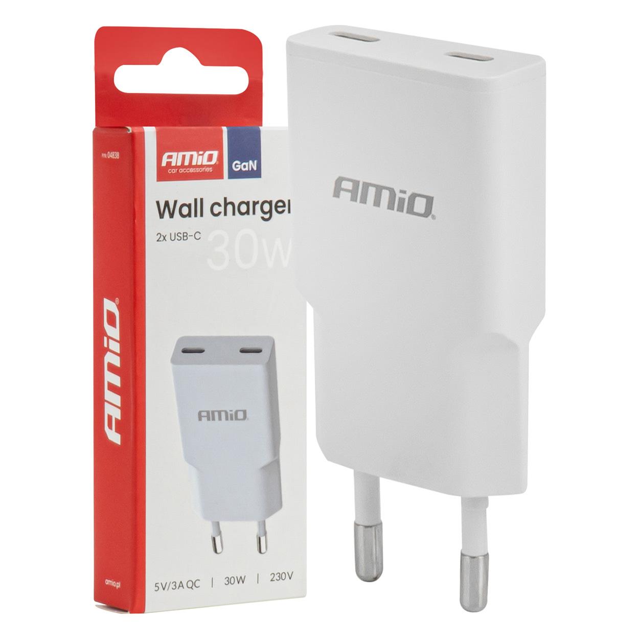 Полнач 230V 30W 2XUSB-C AMIO-04839