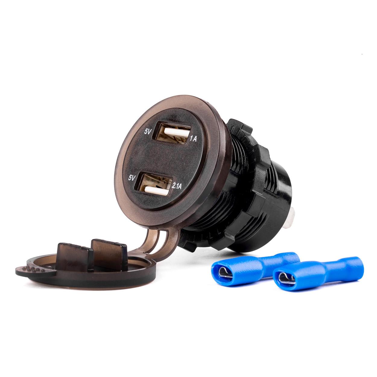 Водоотпорен полнач за телефон 2xUSB 12/24V 3.1A AMIO-02856